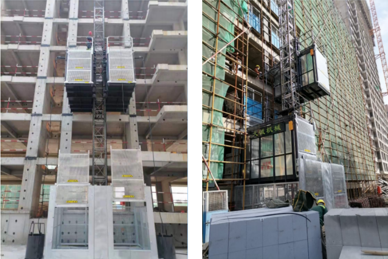 SC120齒條式施工升降機施工現場